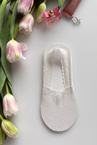 Bailarinas Magnetis de encaje con silicona – calcetines invisibles mujer white