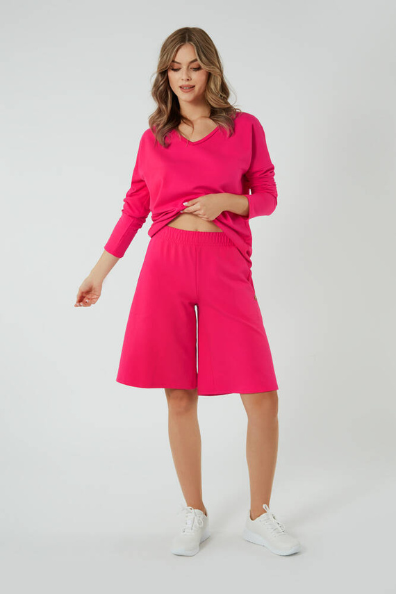 Madri 1/2 culottes short mujer Moda Italiana - fucsia