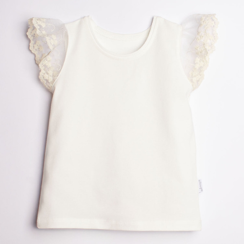 Blusa 221138 Nicol blanca algodón con encaje elegante niña