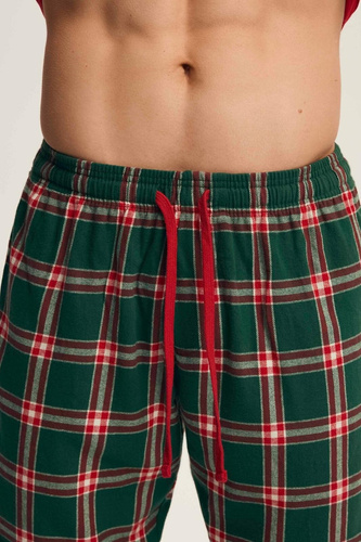 Henderson pijama de los hombres 43459 Nougat rojo - algodón, festivo, con pantalones de franela