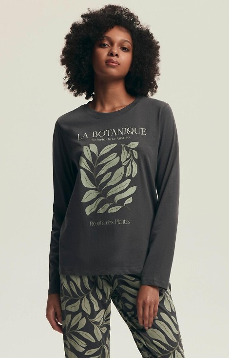 43685 Danna Pijama de mujer Henderson gris - algodón, estampado botánico