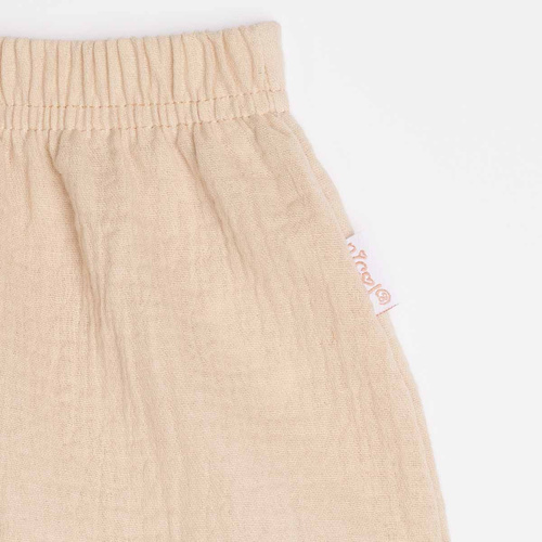 Pantalones cortos para niña Nicol 224317 muselina 100% algodón verano-beige