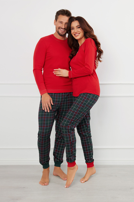 Foggia Pijama señora manga larga, pantalón largo Moda Italiana - rojo/estampado