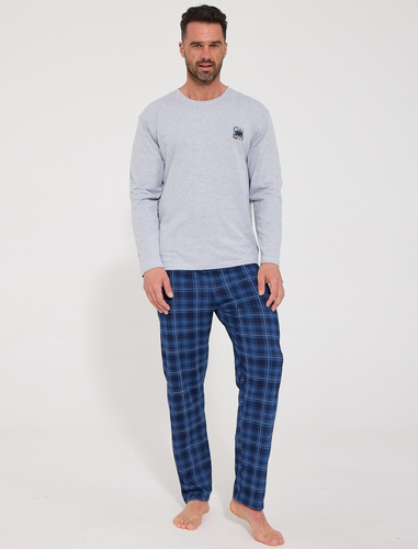 Pijama para hombre Cornette 124/339 Grizzly gris de algodón con pantalones largos