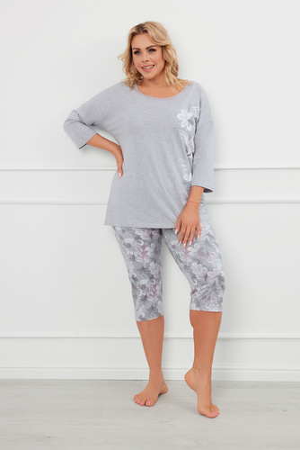 Ibena Pijama señora manga 3/4, pantalón 3/4 Moda Italiana - melange/estampado