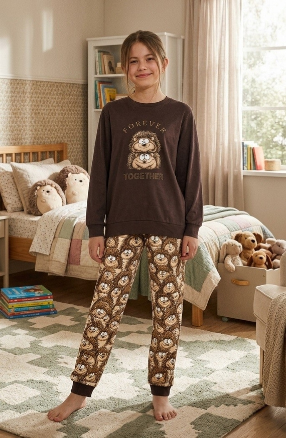 Pijama infantil para niña Cornette Snack 594/200, 592/200 – larga, con ardillas