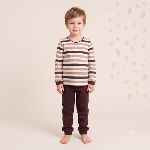 227038 Nicol BENEK Pijama infantil para niño 100% algodón rayas marrón