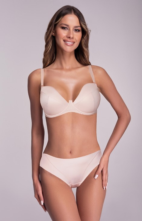 2202 Sujetador push-up Ava beige - liso, tirantes amovibles, insertos amovibles