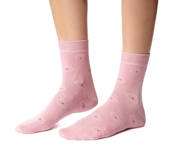 Calcetines de mujer Steven art.099 de algodón con diseños coloridos, costura plana - 124 rosa