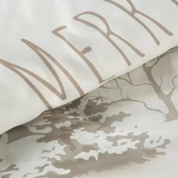 Ropa de cama navideña copo de nieve en microfibra Eurofirany paisaje invernal blanco- suave, ligera y fácil de cuidar, con cierre de cremallera