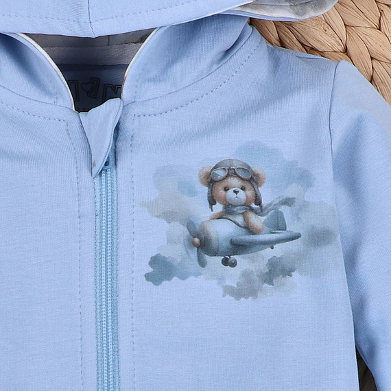 NINI Baby Bear Pilot sudadera orgánica para bebé con cremallera ABN-5751/BLE