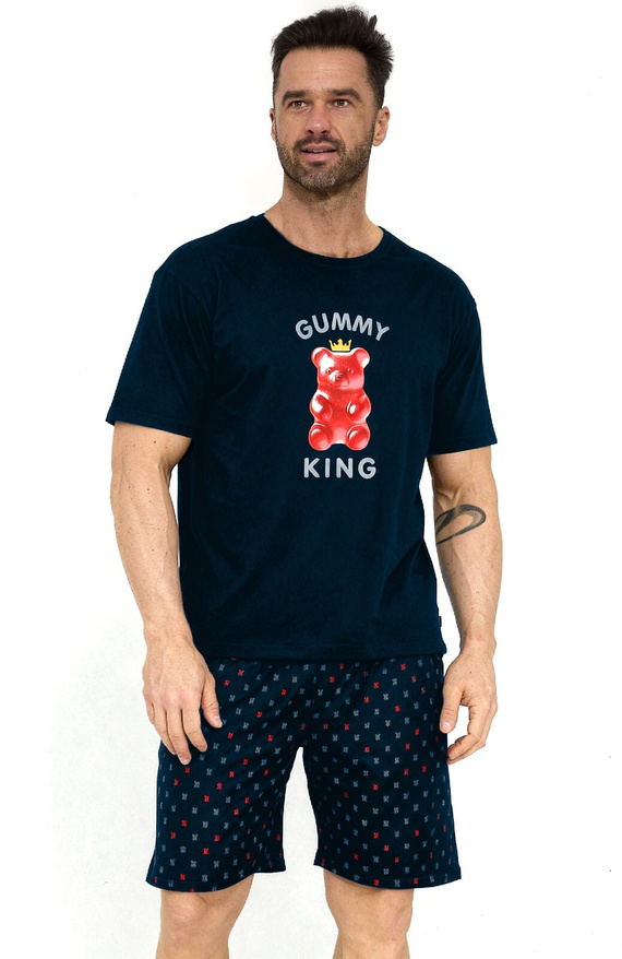 326/205 Pijama de algodón Cornette Gummy King para hombre - manga corta, pantalón corto, estampado, ideal como regalo