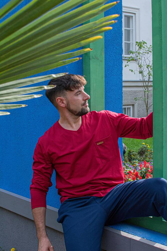 683 Kevin Forex Pijama de hombre - granate - azul marino