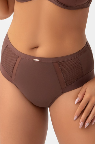 Braguitas de mujer Gorsenia K442/1 Luisse color chocolate, talle alto, encaje
