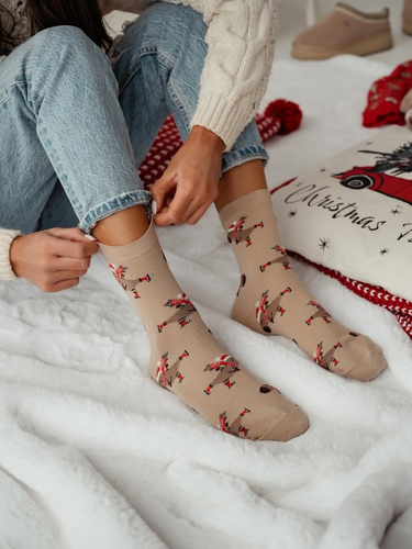 1283.041 Capybara en patines Calcetines Milena - Mujer Navidad, Beige