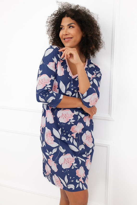Camisón Italian Fashion Entina Algodón Flores Manga 3/4 Escote en V
