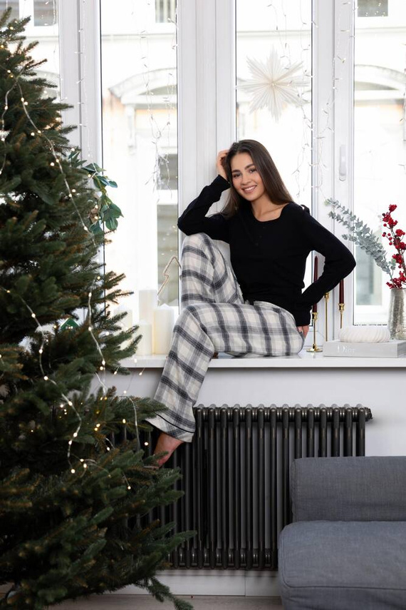 Pijama de franela para mujer Blanche Sensis - negro