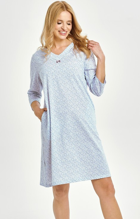 3449 Debora Camisa Taro Mujer - 100% algodón, manga larga, bolsillos, escote redondo