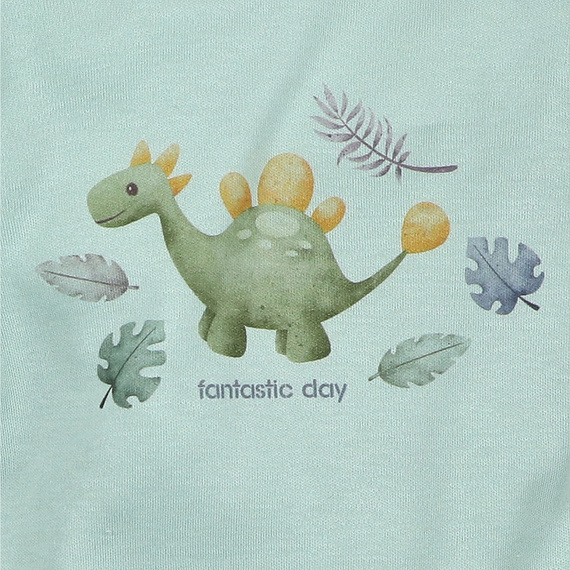 ABN-5566 Dino Explorer body algodón orgánico Nini menta algodón orgánico, manga larga