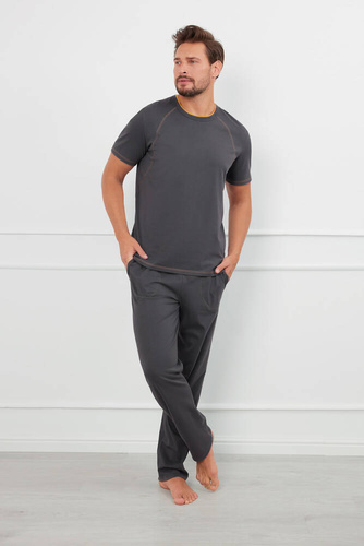 Salomon Pijama hombre manga corta, pantalón largo Italian Fashion - grafito/miel