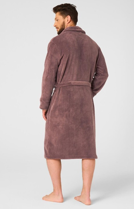 MGL 255 B25 Albornoz marrón para hombre - clásico, suave, atado a la cintura