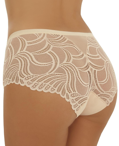Braguita de mujer de algodón de talle alto Lori Emili en color beige con espalda de encaje.