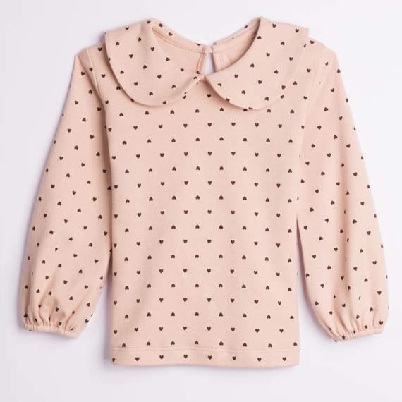 Nicol 226139 Blusa para niña 100% algodón Corazones Cuello Beige