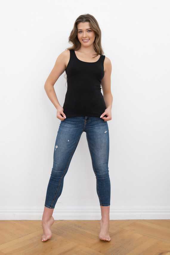 Ibiza Camisa hombros anchos Mujer Moda Italiana- negro