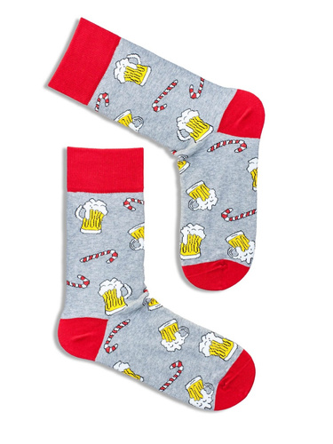 1290.005 Cervezas y palitos de azúcar - calcetines de Navidad para hombre Milena, light melange