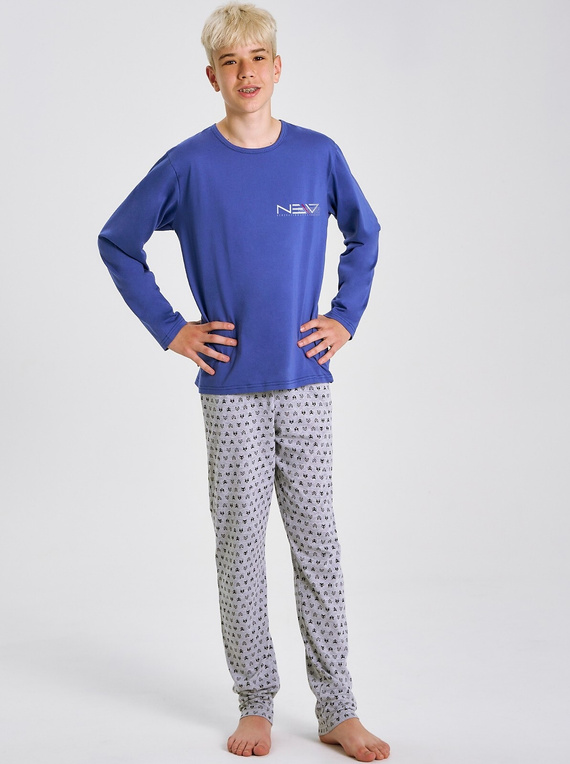 Pijama de niño Emil 3506 Taro - algodón, manga larga, azul