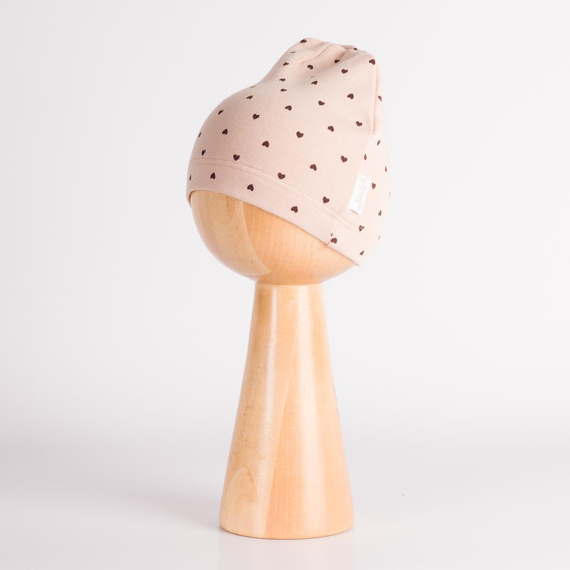 Nicol 226054 Gorro para bebé 100% algodón beige con corazones