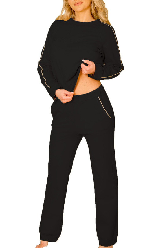 Maio chándal mujer Mirale algodón 95% algodón 5% elastán, producción polaca - elegante conjunto deportivo - negro