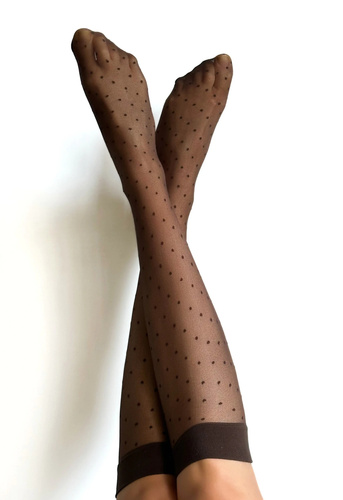 Calcetines hasta la rodilla Puntini Veneziana cappuccino - delicados, con dobladillo no prensado | Comodidad y elegancia