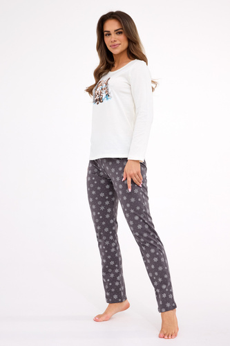 855/428 Friends Cornette pijama mujer crudo - algodón, manga larga | Elegante y confortable