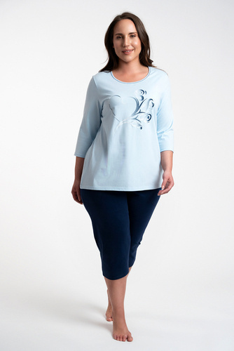 Arietta Pijama de mujer manga 3/4 y pantalón 3/4 Moda Italiana - azul