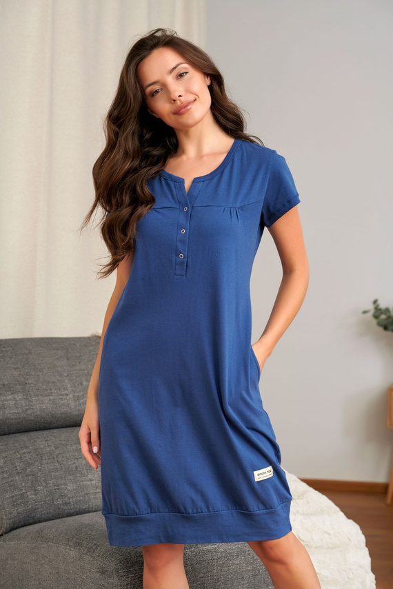 Camisón Doctor Nap 4348 para Lactancia 100% Algodón Premamá Indigo