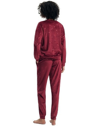 Pijama de mujer Henderson 45439 Gilly Carmine 100% algodón manga larga