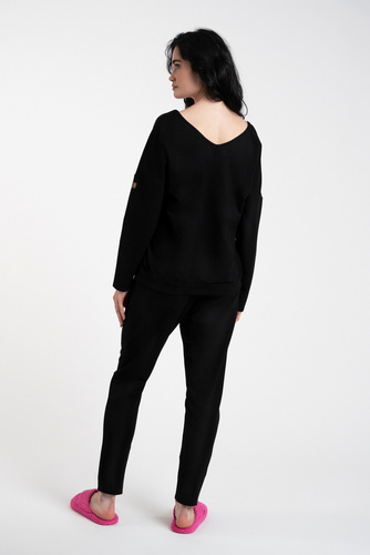 Karina Ladies conjunto manga larga, pantalón Italian Fashion - negro