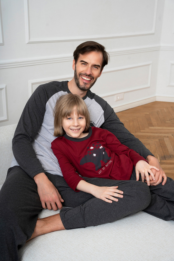 Morten Pijama de niño Moda Italiana burdeos/c.melange