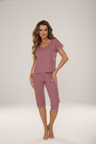 880 Hazel Pijama de mujer De Lafense - viscosa, encaje, pantalón 3/4 - baya
