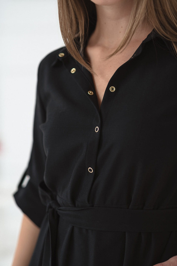 Milk&Love chemise de maternidad y lactancia negro | Modal, manga 3/4, ajuste en la cintura