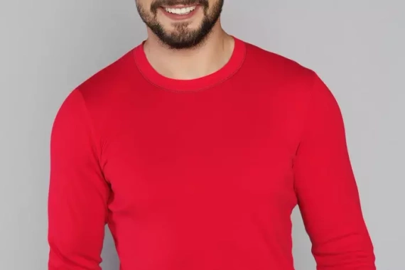 Narwik Pijama de manga larga para hombre, pantalón largo Moda Italiana- rojo/estampado