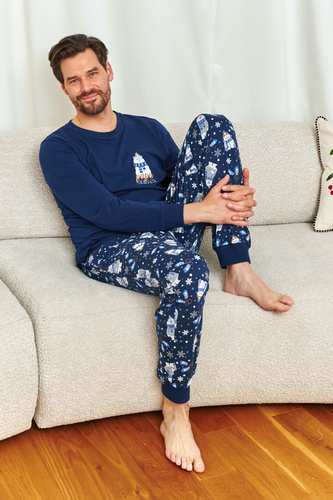 7338 Pijama de hombre Doctor Nap Cozy Bear - algodón, manga larga y pantalón