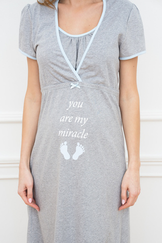 Carlina Camisón de embarazo y lactancia Moda Italiana - melange/azul