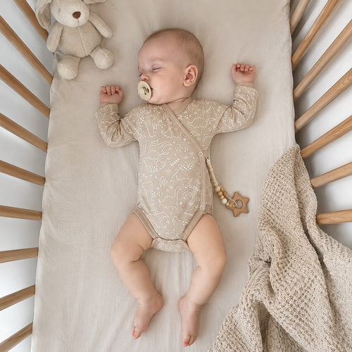 Mamatti BD16526 Body cruzado para bebé con dinosaurios, algodón, beige
