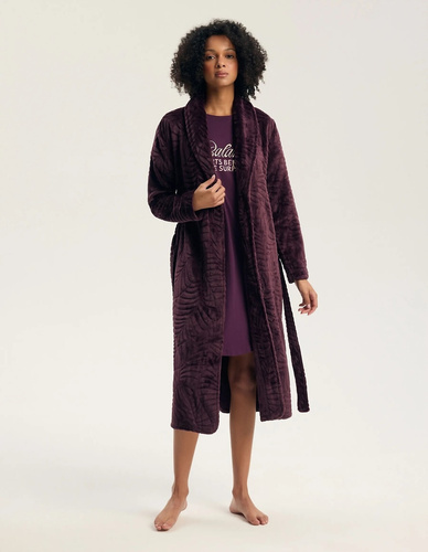 Henderson Gata 45414 Bata de mujer Dark Violet suave con bolsillos