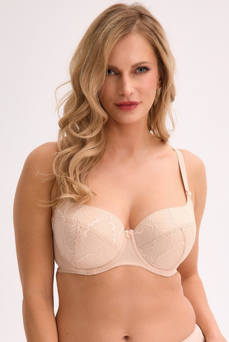 Gaia BS 0758 Micaela sujetador de copa entera beige - encaje, tirantes ajustables, elegante y cómodo