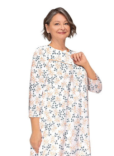 Bogna II 204 Camisón Martel 38 - camisón de algodón mostaza con manga larga, abotonado, ideal para regalo para la abuela