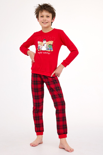 593/171 966/171 Pijama de invierno Cornette para niño - Navidad, rojo, algodón