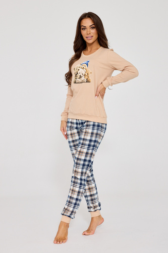 671/425 Pijama de mujer Cornette Bears | Algodón, estampado ositos, pantalón cuadros